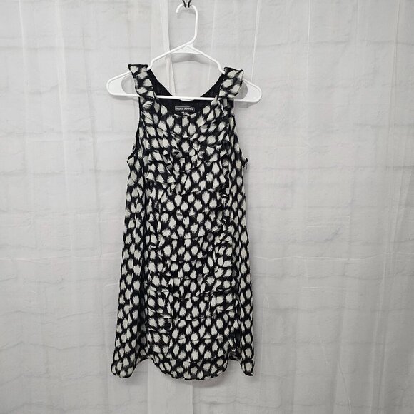 Jessica Howard Black Gray Polka Dot Dress Ruffled Sleeveless Retro 14P - Picture 8 of 11